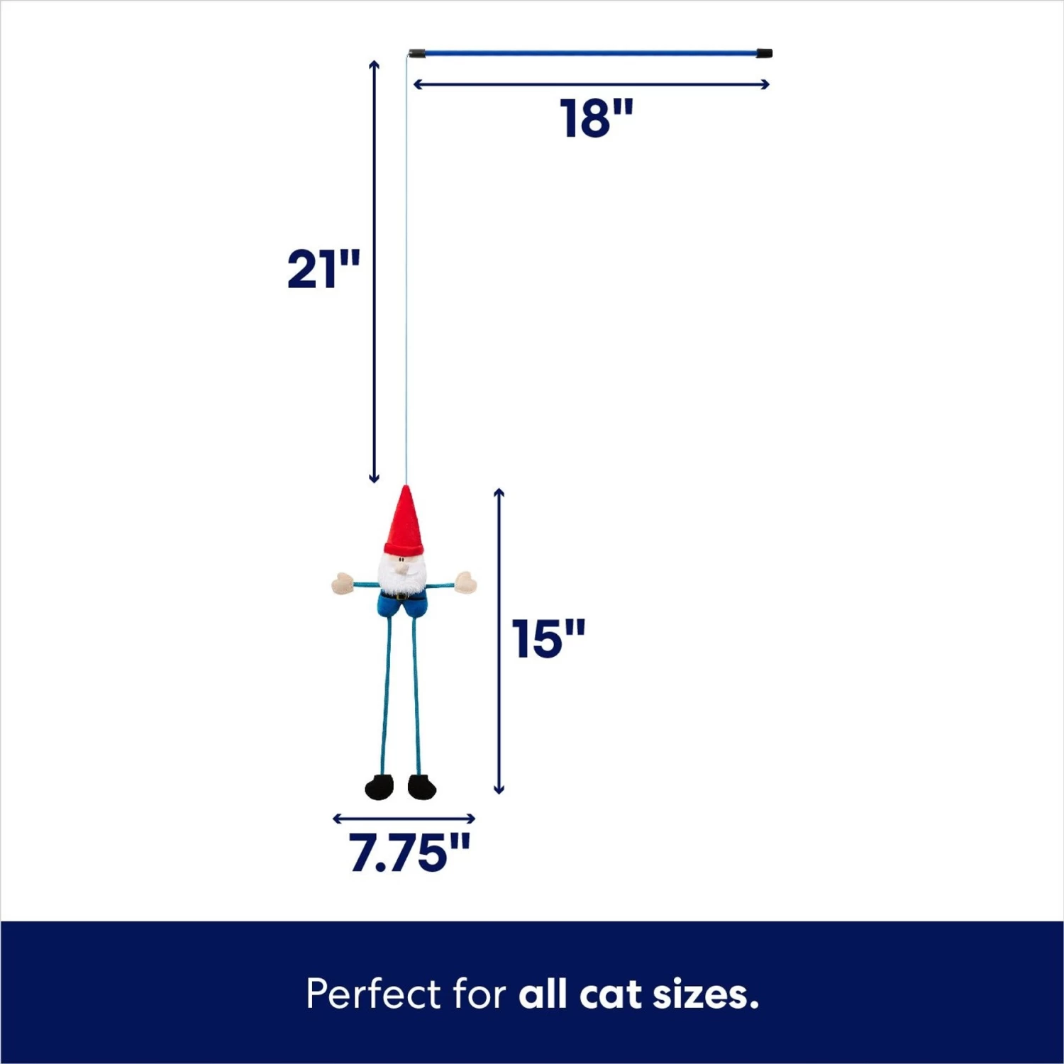 Frisco Gnome Teaser Wand Cat Toy With Catnip 2 Frisco Gnome Teaser Wand Cat Toy With Catnip - Image 2