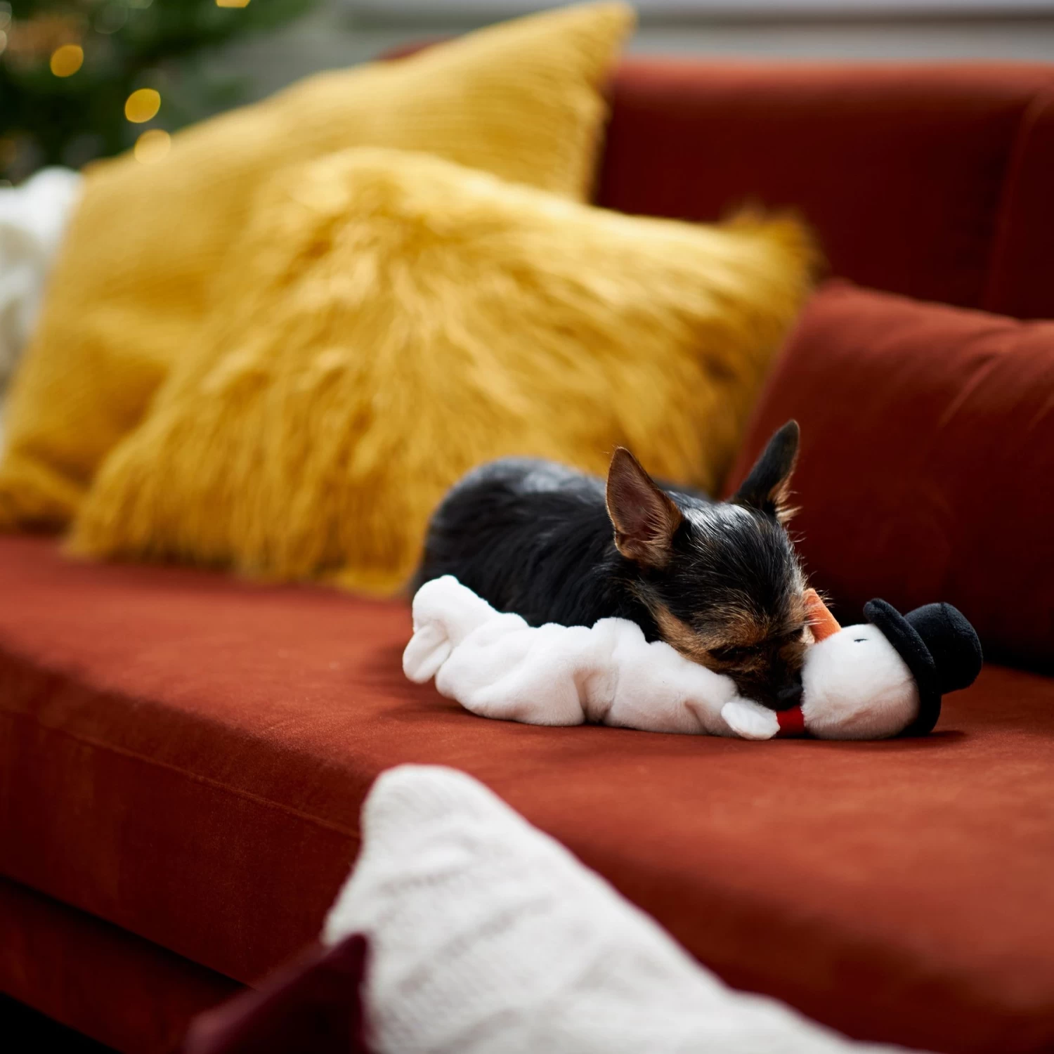 Frisco Holiday Snowman Bungee Plush Squeaky Dog Toy 4 Frisco Holiday Snowman Bungee Plush Squeaky Dog Toy - Image 4