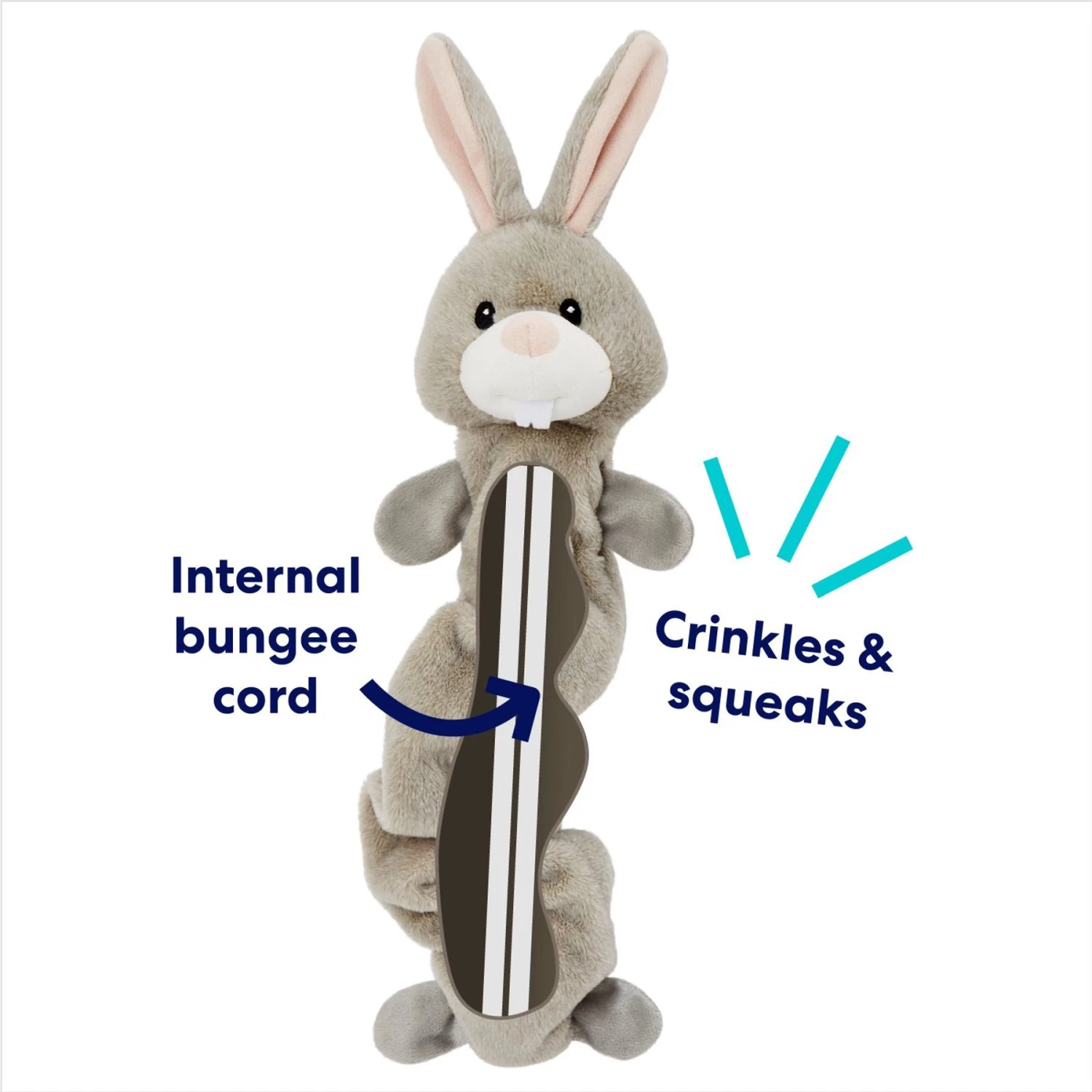 Frisco Bunny Bungee Plush Squeaky Dog Toy 3 Frisco Bunny Bungee Plush Squeaky Dog Toy - Image 3