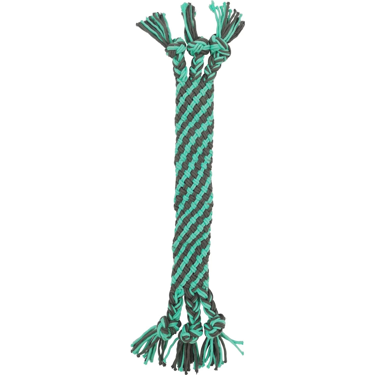Frisco Flat Teal & Gray Braided Rope Squeaky Fetch Dog Toy 1 Frisco Flat Teal & Gray Braided Rope Squeaky Fetch Dog Toy
