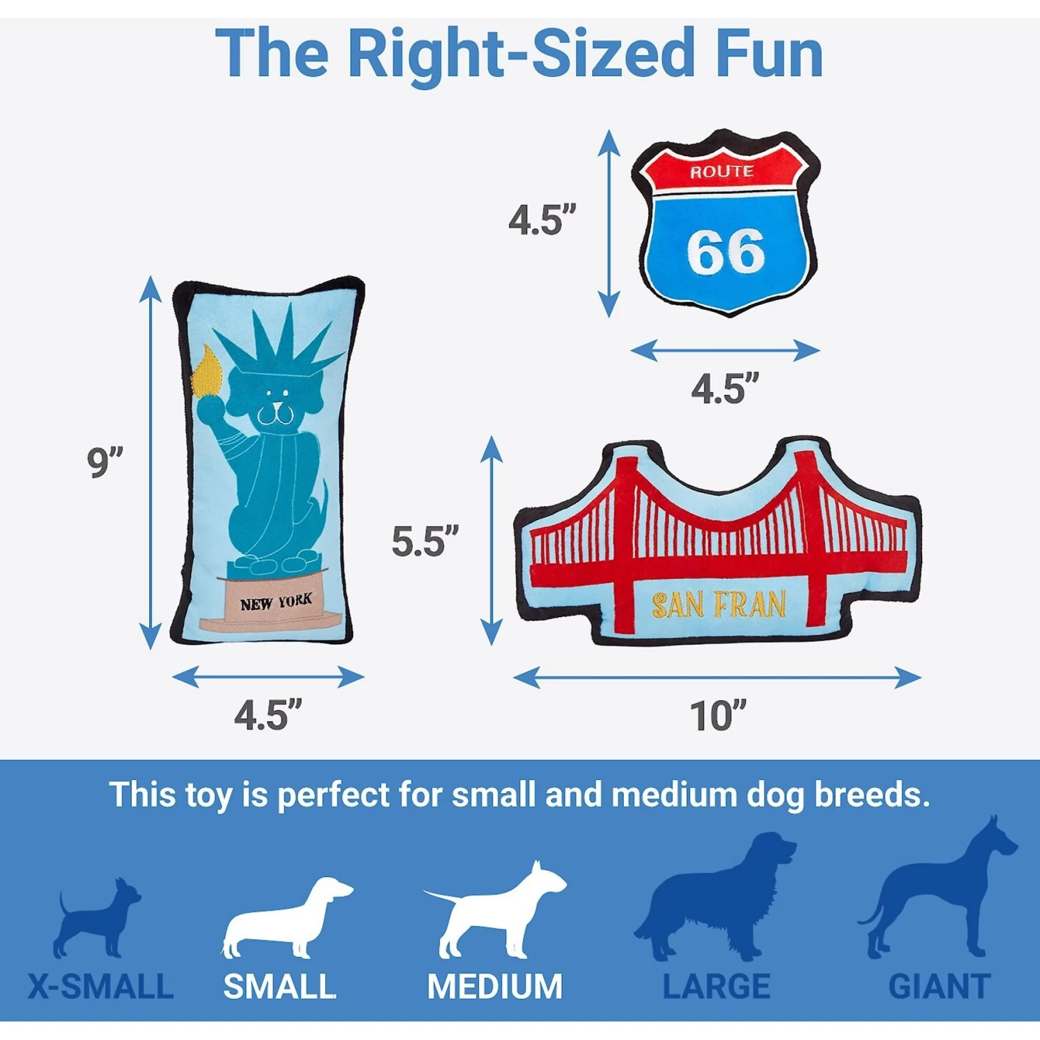 Frisco Road Trip Sightseeing Plush Squeaky Dog Toy, 3 Count 2 Frisco Road Trip Sightseeing Plush Squeaky Dog Toy, 3 Count - Image 2