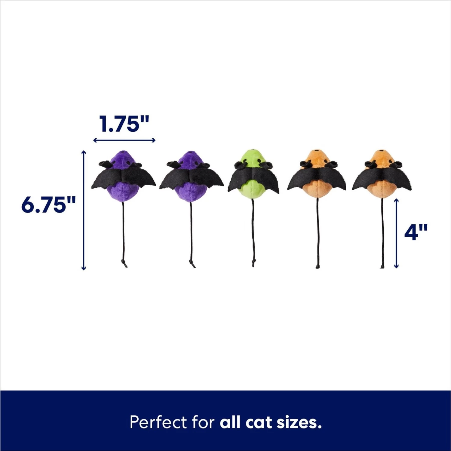 Frisco Halloween Bat Mice Plush Cat Toy With Catnip 2 Frisco Halloween Bat Mice Plush Cat Toy With Catnip - Image 2