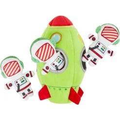 Frisco Holiday Rocket Ship Hide & Seek Puzzle Plush Squeaky Dog Toy