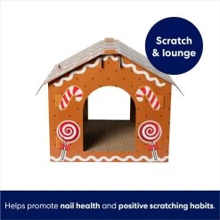 Frisco Holiday Gingerbread House Cardboard Cat House Cat Toy -Frisco 287289 PT2. AC SS1800 V1695044346