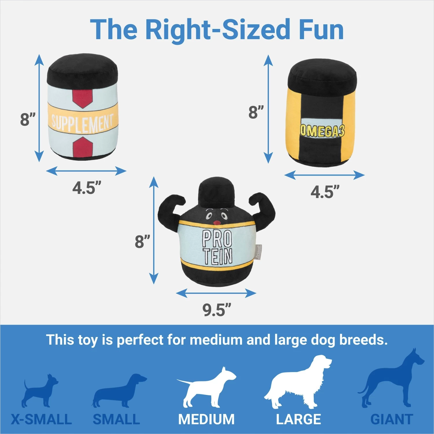 Frisco New Year, New Me Protein Powder Plush Squeaky Dog Toy 2 Frisco New Year, New Me Protein Powder Plush Squeaky Dog Toy - Image 2