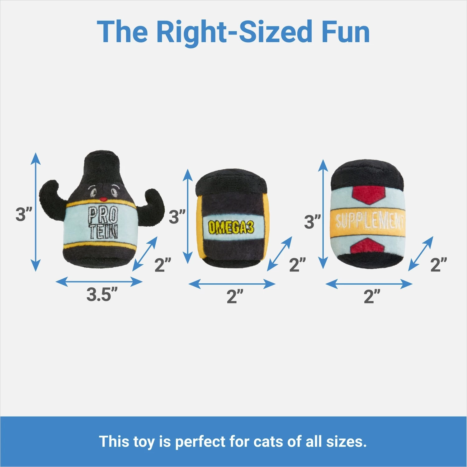 Frisco Pre-Workout & Protein Plush Cat Toy With Catnip, 3 Count 2 Frisco Pre-Workout & Protein Plush Cat Toy With Catnip, 3 Count - Image 2