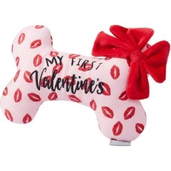 Frisco Valentine My First Valentine's Bone Reversible Plush Squeaky Dog Toy