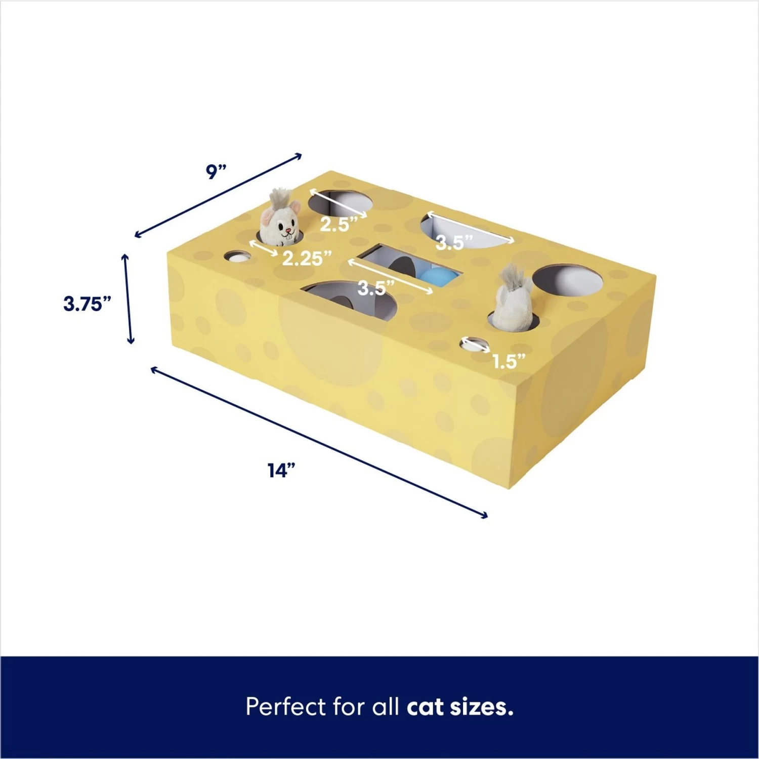 Frisco Cheese Interactive Maze Cardboard Cat Toy Box With Catnip 2 Frisco Cheese Interactive Maze Cardboard Cat Toy Box With Catnip - Image 2