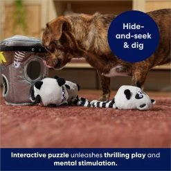 Frisco Trash Can & Raccoons Hide & Seek Puzzle Plush Squeaky Dog Toy & ZippyPaws Burrow Squeaky Hide & Seek Plush Dog Toy, Hedgehog Den -Frisco 947446 PT4. AC SS1800 V1693601987