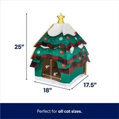 Frisco Holiday Log Cabin Cardboard Cat House & Frisco Holiday Christmas Tree Cardboard Cat House -Frisco 986238 PT6. AC SS1800 V1698258344